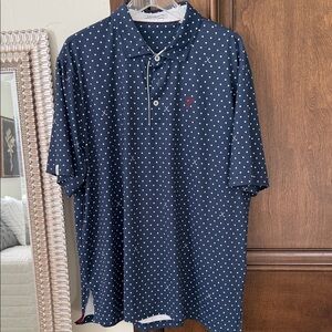 Ashworth Navy and White Polka Dot Polo Shirt